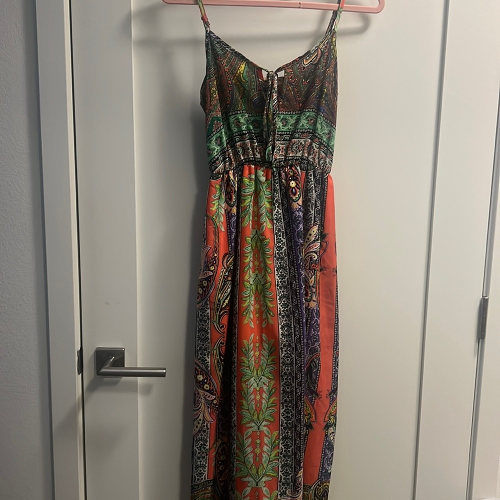 Bright Paisley Spaghetti Strap Maxi Dress Boutique Brand Size XS
